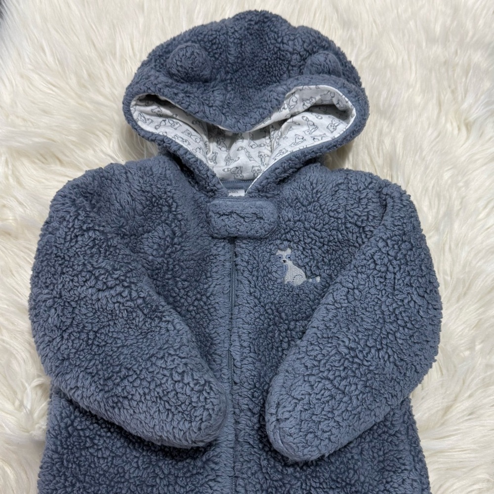 Carter's Sherpa Baby Boy Long Sleeve Hooded Jumpsuit with Ears